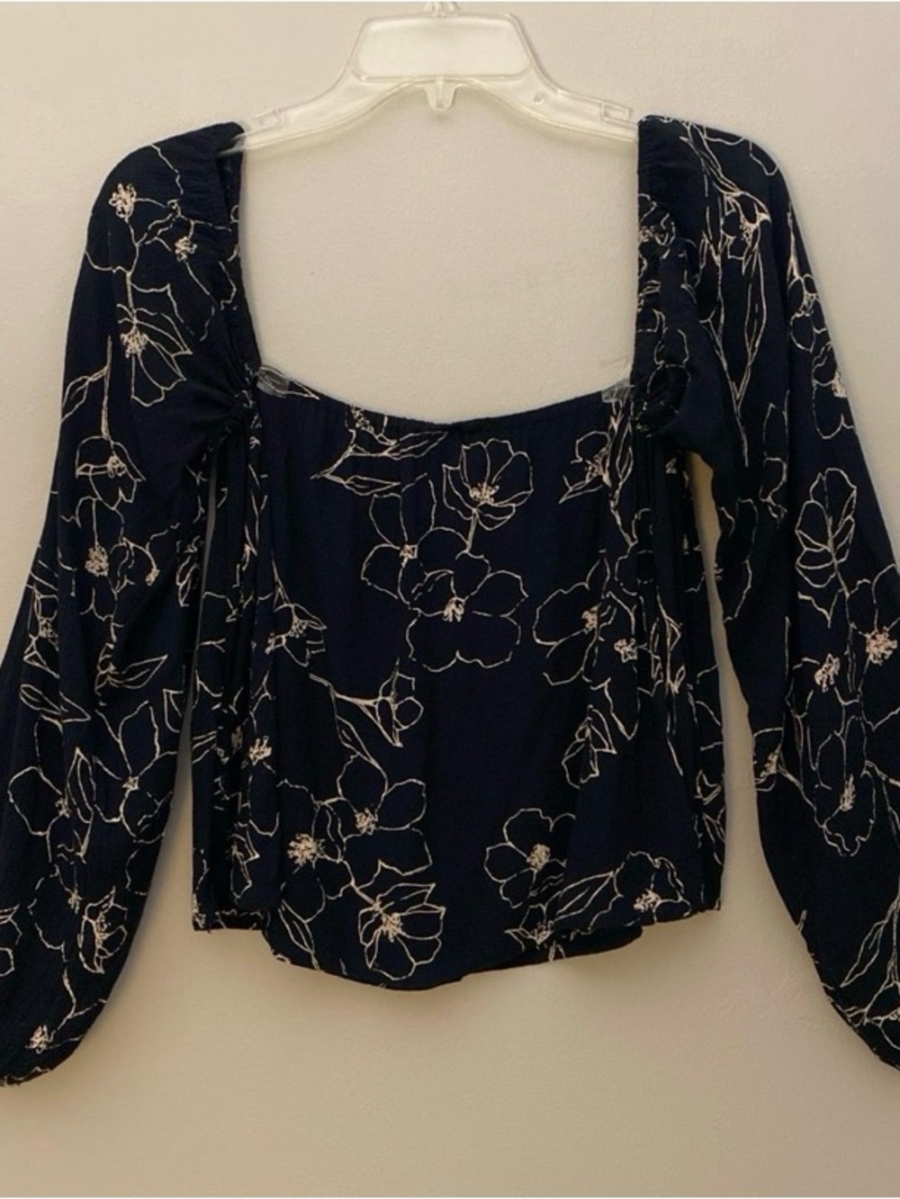 BILLABONG Boho Square Neck Floral Print Balloon Sleeve Blouse Crop Top M